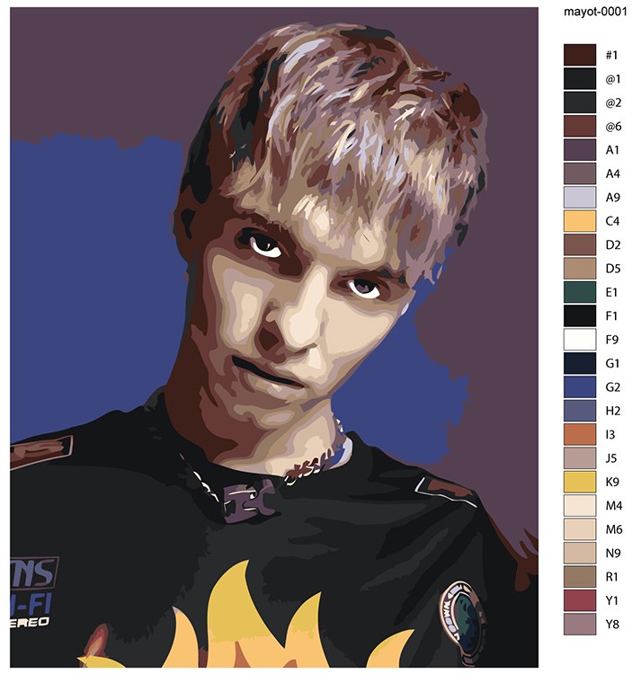 Картина по номерам «Mayot Майот Моет: рэпер Артем Никитин» — картинка 2