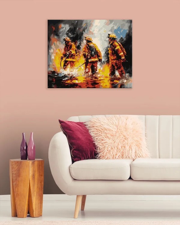 Картина по номерам «Пожарные борятся с огнем» — картинка 3
