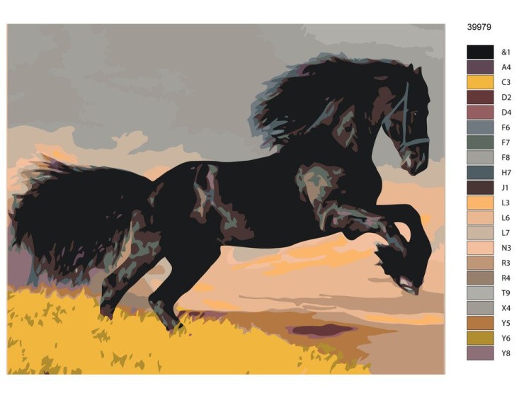 Картина по номерам «Чёрный скакун» — картинка 2