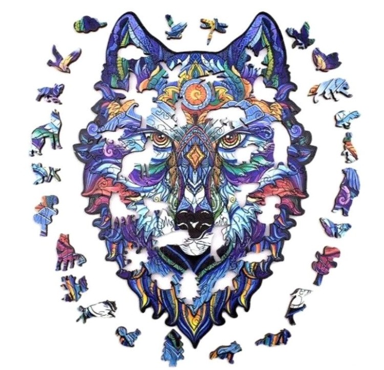 Деревянные пазлы «Волк синий», ВанГогВоМне — картинка 3