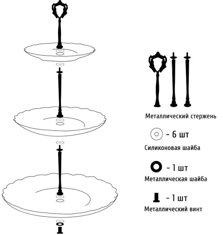 Фурнитура для фруктовницы Ажурная серебряная — картинка 2