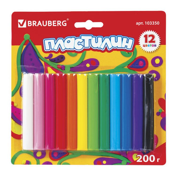 Пластилин классический Brauberg 12 цветов, 200 г