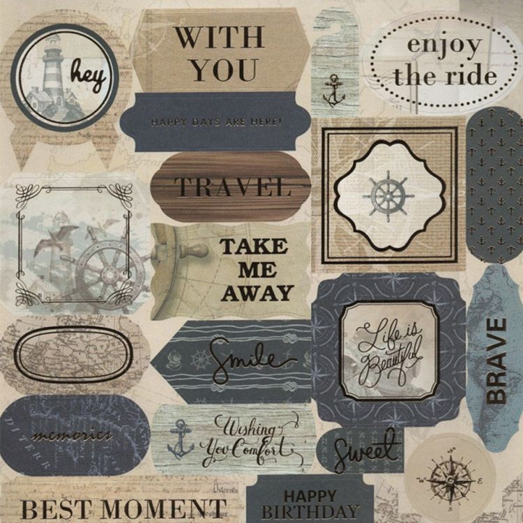 Набор бумаги для скрапбукинга «Морское путешествие» 25,5x25,5 см — картинка 18