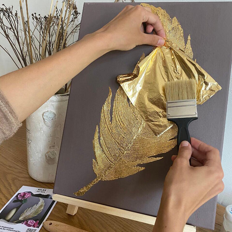 Набор для рисования с поталью и текстурной пастой «Золотое перо» — картинка 3