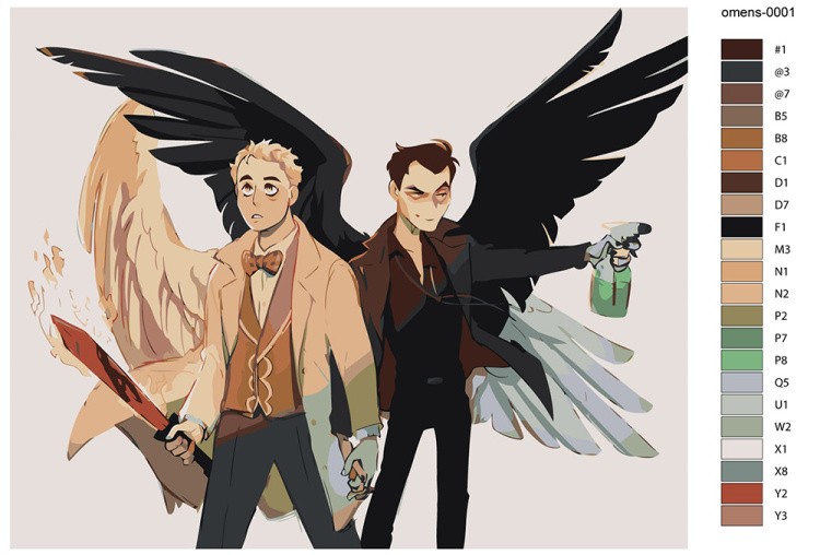 Картина по номерам «Благие знамения: Азирафель и Кроули Арт» — картинка 2