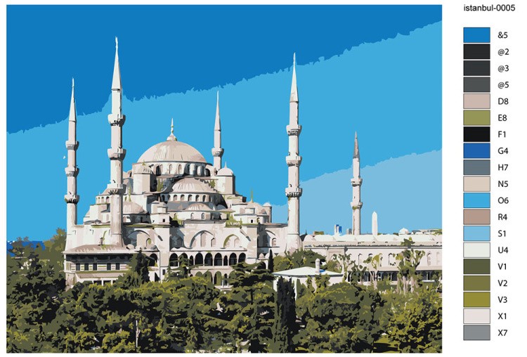 Картина по номерам «Стамбул, Турция: Голубая мечеть 40х50» — картинка 2