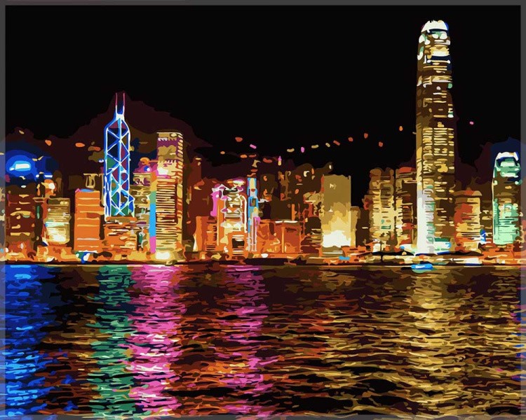 Картина по номерам «Ночной Гонконг»