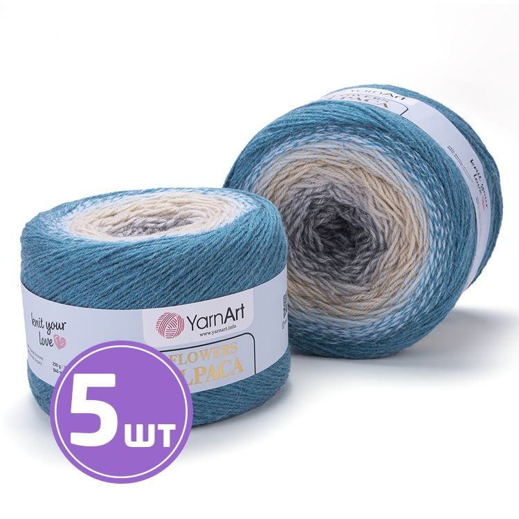 Пряжа YarnArt Flowers Alpaca (417), мультиколор, 5 шт. по 250 г