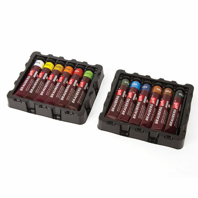 Краски масляные художественные BRAUBERG ART PREMIERE, 12 цв. по 22 мл, проф. серия, в тубах — картинка 2