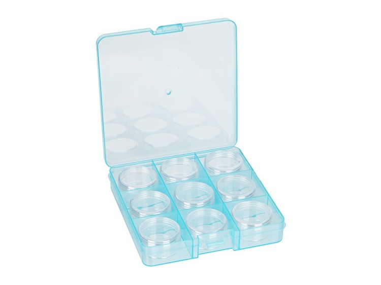 Коробка для швейных принадлежностей с 9 тубами Gamma, цвет: голубой прозрачный — картинка 2