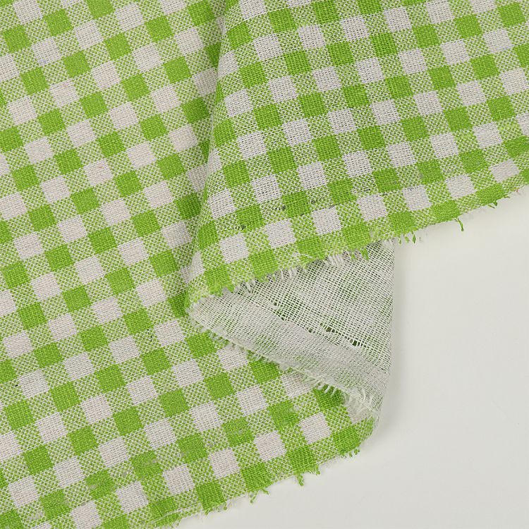 Ткань льняная, 3 м x 150 см, 140 г/м², цвет: зеленый, клетка, TBY — картинка 6