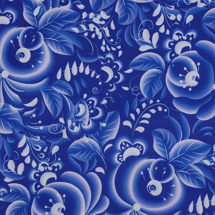 Ткань Габардин, 3 м x 155 см, 140 г/м², цвет: орнамент синий, IDEAL