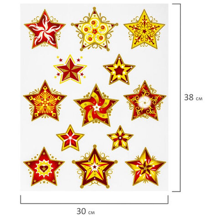 Украшение для окон и стекла «Красно-золотые снежинки 4» — картинка 3