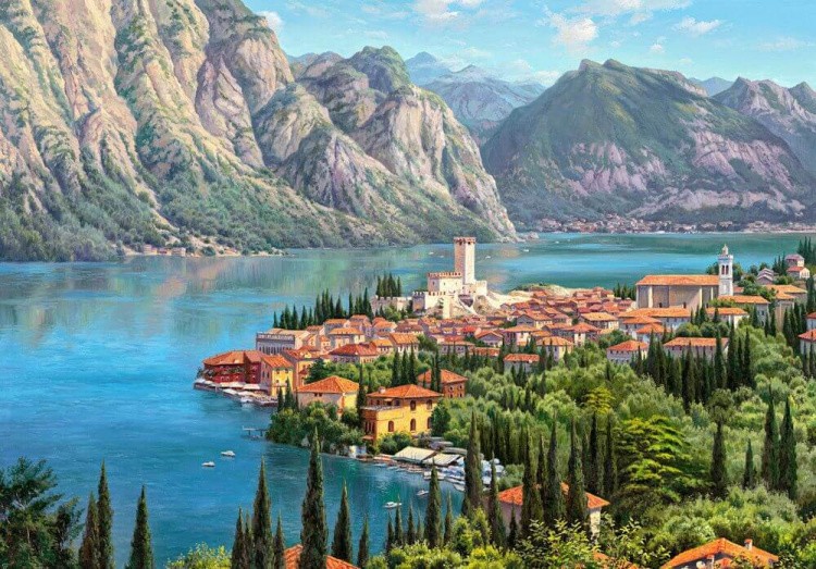 Алмазная вышивка «Городок у моря. И. Прищепа» — картинка 2