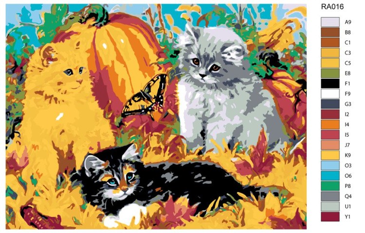 Картина по номерам «Котята и бабочка» — картинка 2