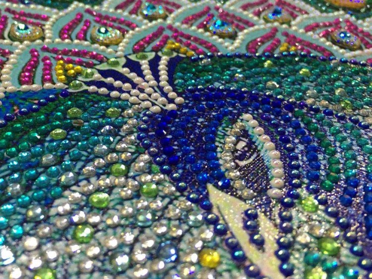 Алмазная вышивка 5D «Зелёный павлин» — картинка 3