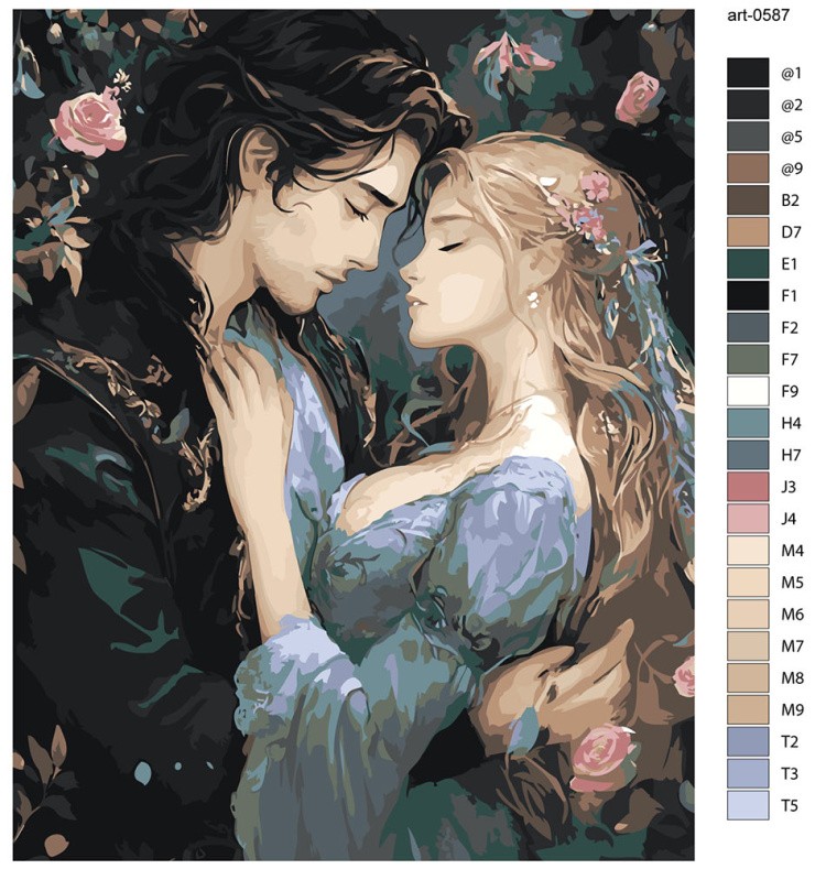 Картина по номерам «Романтика: влюбленная пара и розы» — картинка 2