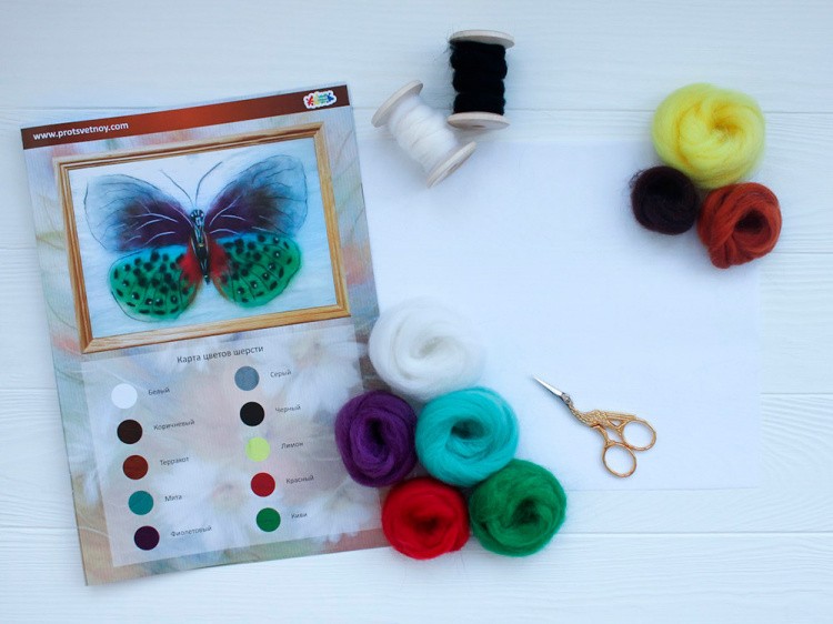 Картина шерстью «Бабочка Баттерфляй» — картинка 3