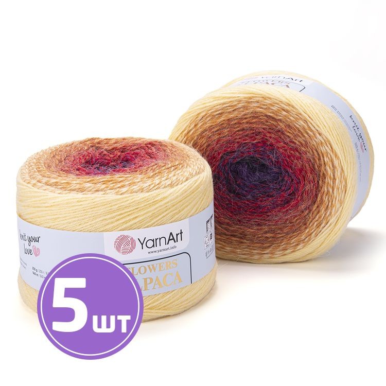 Пряжа YarnArt Flowers Alpaca (418), мультиколор, 5 шт. по 250 г