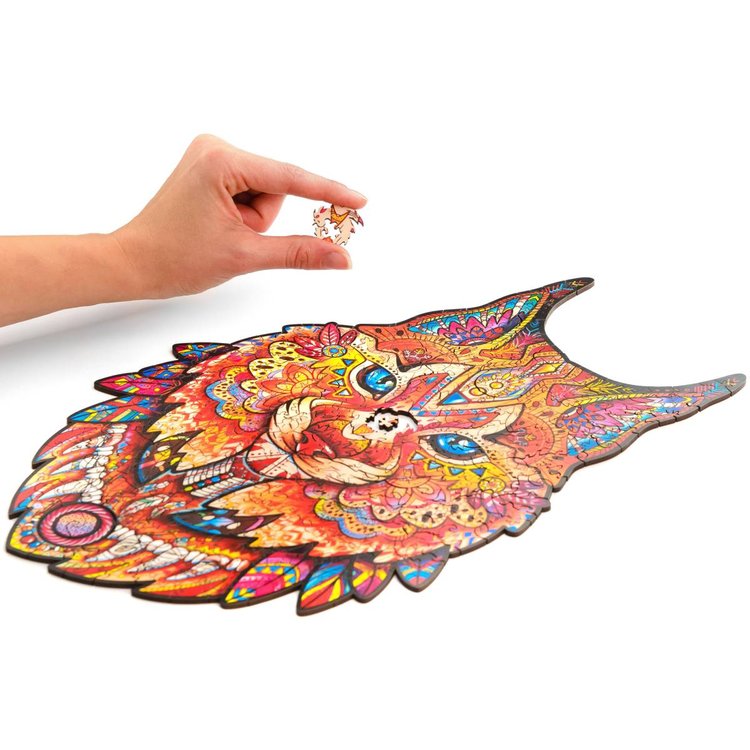 Деревянный пазл Unidragon «Нежная рысь», размер S (А5) — картинка 9