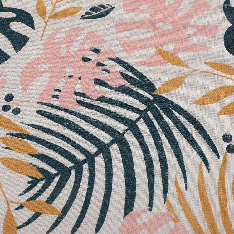 Ткань льняная, 1 м x 150 см, 140 г/м², цвет: розовый, растительный принт, TBY — картинка 5