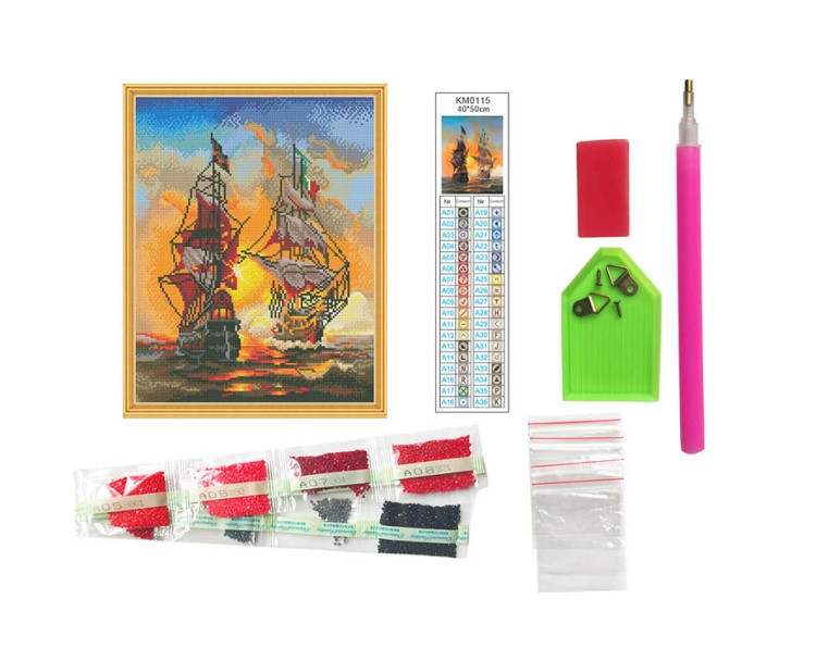 Алмазная вышивка «Морской бой» — картинка 2