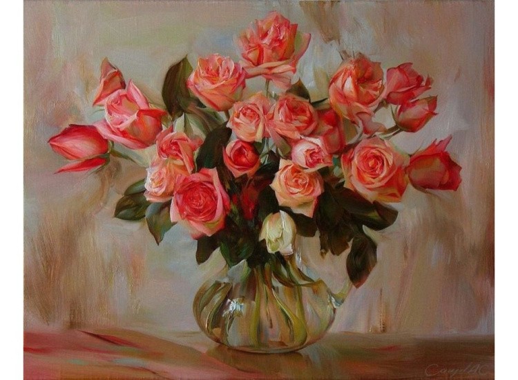 Картина по номерам «Коралловые розы» — картинка 2