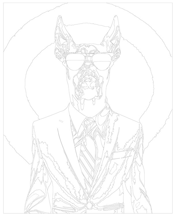 Картина по номерам «Собака доберман в костюме и очках» — картинка 3