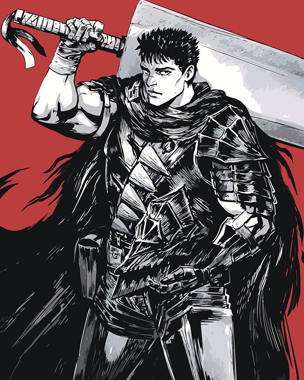 Картина по номерам «Берсерк Berserk манга аниме: Гатс 40x50»