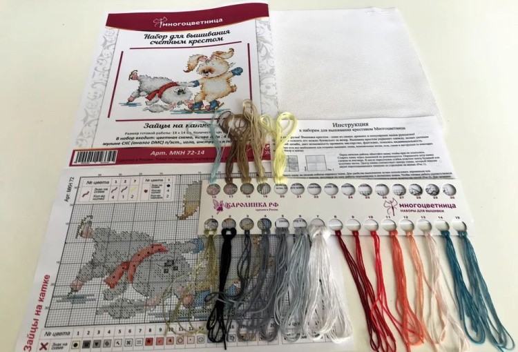 Набор для вышивания «Зайцы на катке» — картинка 5