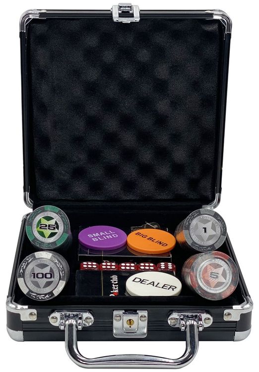 Покерный набор Black Stars, 100 фишек 14 г с номиналом в чемодане — картинка 2