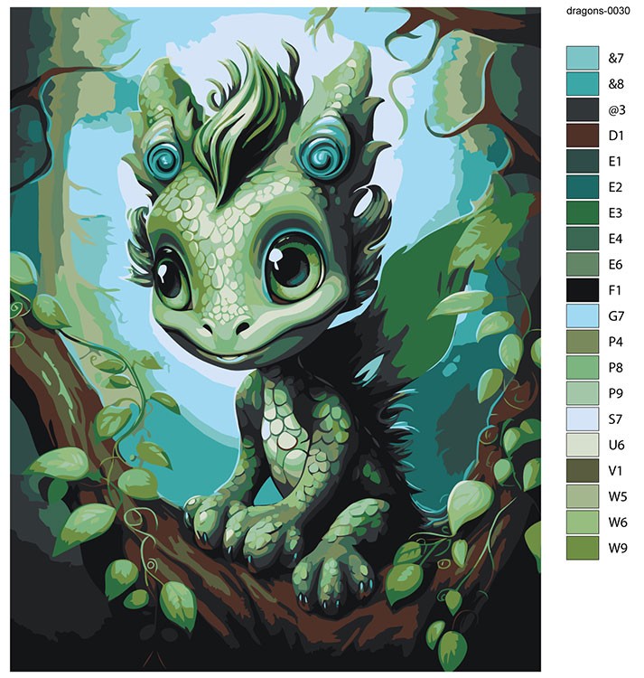Картина по номерам «Маленький зеленый дракон 3» — картинка 2