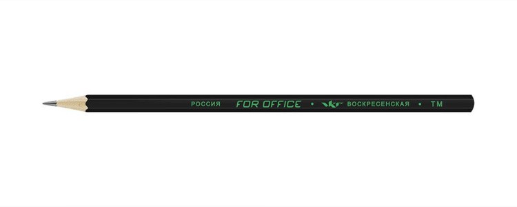 Карандаш графитный  ВКФ «For Office» черный матовый ТМ (HB), зеленая фольга