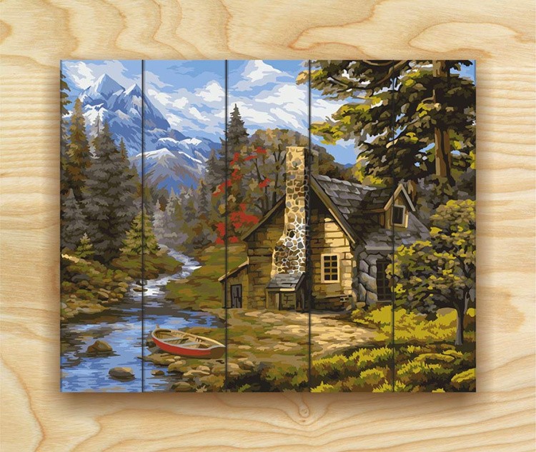 Картина по номерам по дереву Flamingo «Домик лесничего» — картинка 2