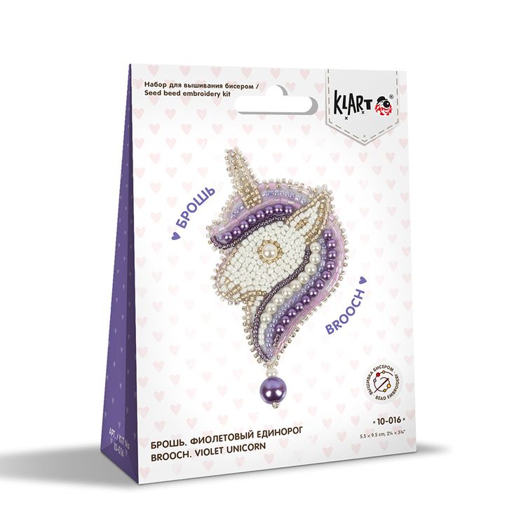 Набор вышивки бисером «Брошь. Фиолетовый единорог» — картинка 4