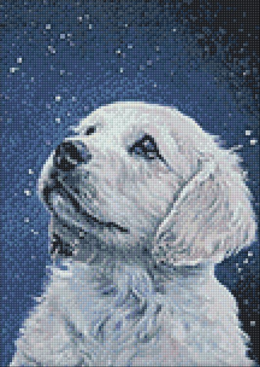 Алмазная вышивка «Песик и снежинки» — картинка 2