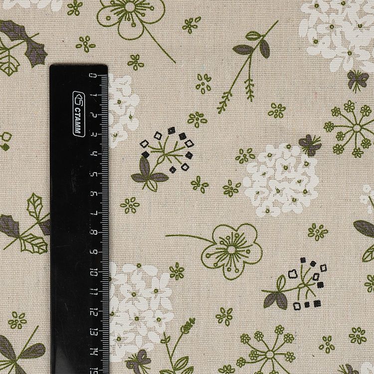 Ткань льняная, 3 м x 150 см, 140 г/м², цвет: серый, принт, TBY — картинка 5