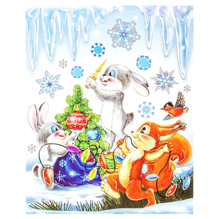 Украшение для окон и стекла «Зверята и ёлка» — картинка 2