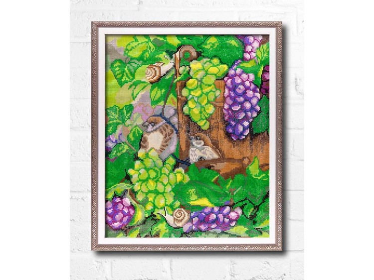 Алмазная вышивка «Воробьи в винограде» — картинка 2