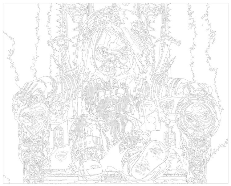 Картина по номерам «Страшная кукла Чаки на стуле» — картинка 3