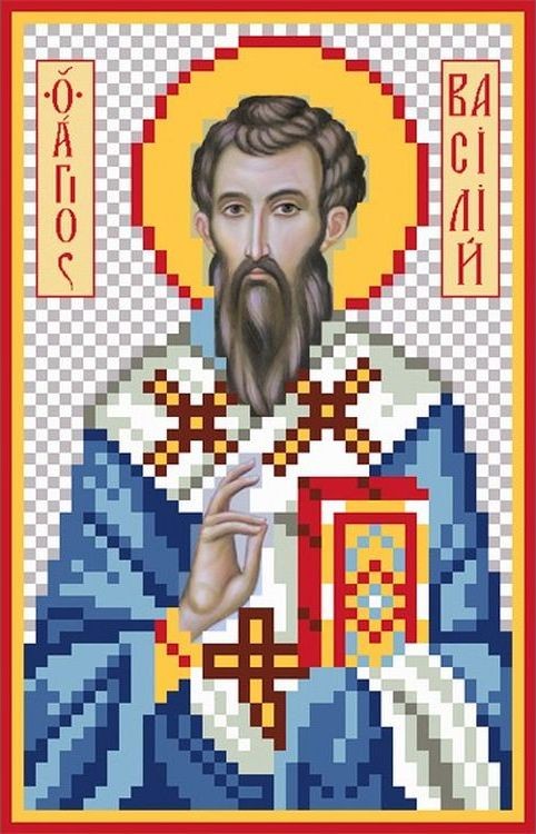 Рисунок на шелке «Святой Василий»