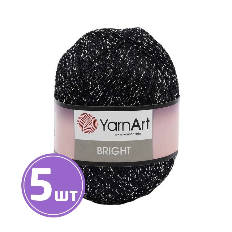 Пряжа YarnArt Bright (107), черный-серебро, 5 шт. по 90 г