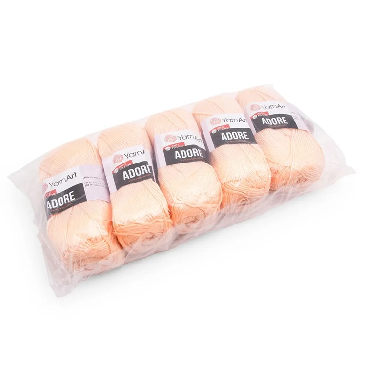 Пряжа YarnArt Adore (333), светло-персиковый, 5 шт. по 100 г — картинка 4
