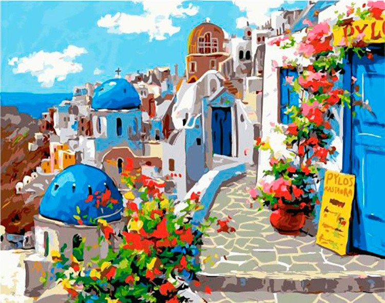 Картина по номерам «Голубые крыши Санторини»