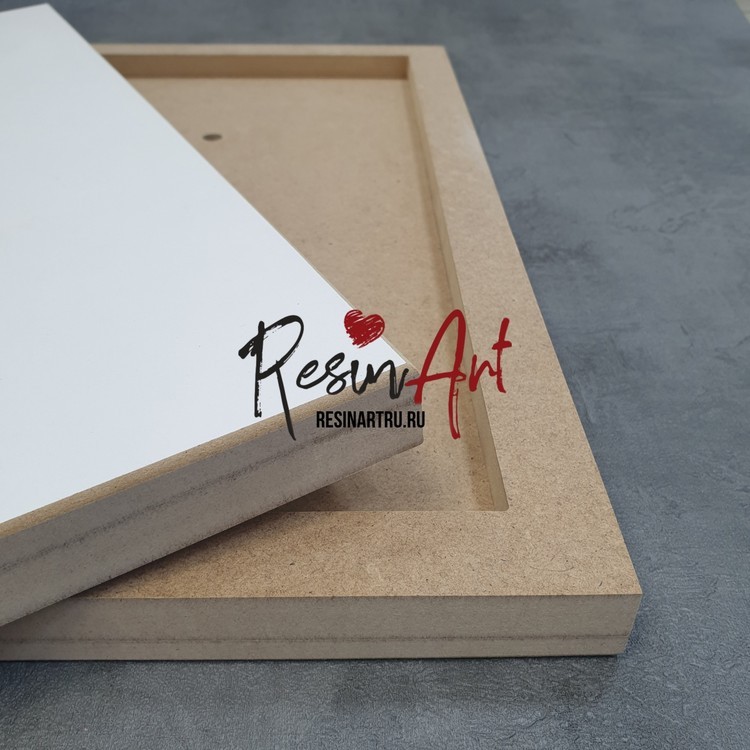 Односторонний артборд для смолы/алкогольных чернил - часы прямоугольник на подрамнике 1,6 см, 30х50 см — картинка 2