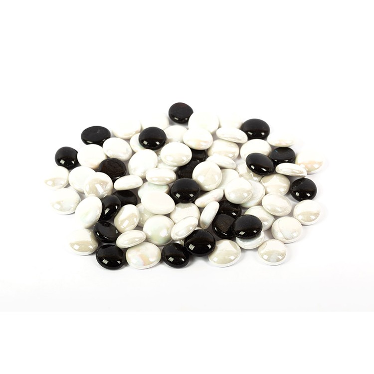 Стеклянные камни марблс №04 черные/белые GLG-03/17, 17-19 мм, 340 г, Blumentag 