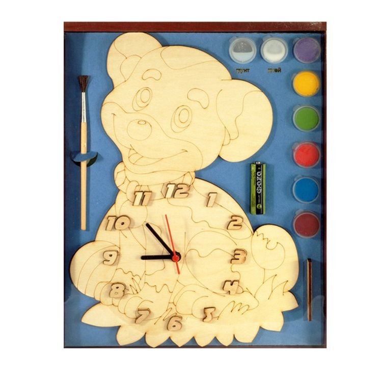 Часы c циферблатом под роспись «Собачка»