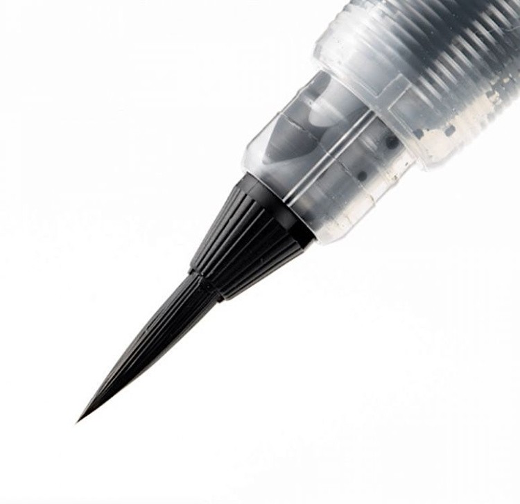 Кисть с краской Brush Pigment, 1-10 мм, 5 мл, цвет: серый, Pentel — картинка 2