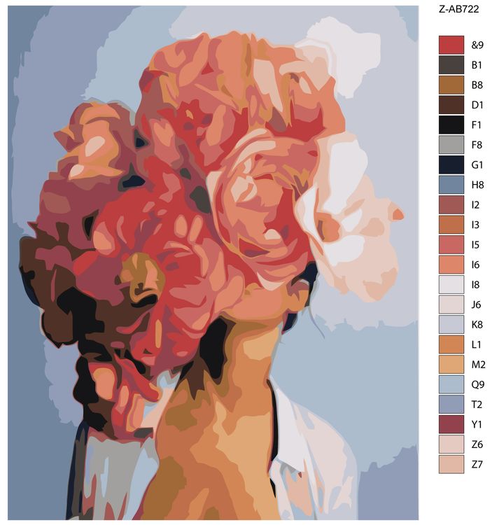 Картина по номерам «Девушка в цветах» — картинка 2