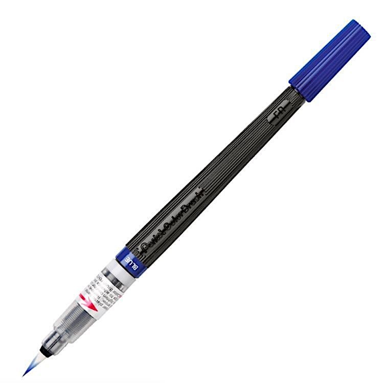 Кисть с краской Colour Brush, 1-10 мм, 5 мл, цвет: синий, Pentel